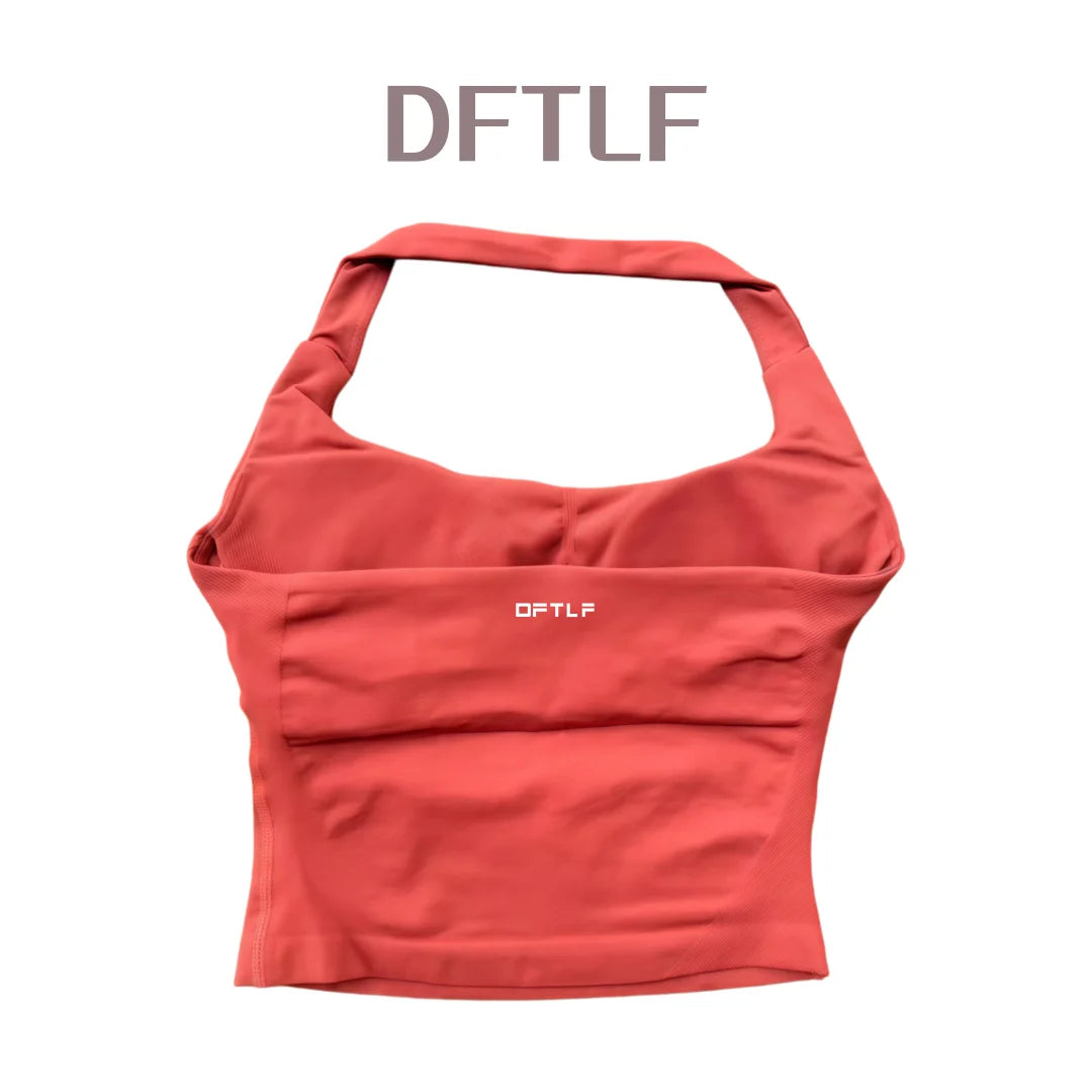 DFTLF Impact Halter Top Women Gym Clothing Backless Seamless Sports Yoga Vest Running Fitness Workout Sleeveless Tank Top