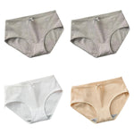 4Pcs/Set Women Cotton Panties Low Waist Briefs Breathable Comfort Underwear Sexy Lingerie Solid Color Underpants Intimates M-XL