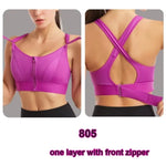 Sports Bras Adjustable Zip Front For Women With Full Coverage Removable Padded Workout Bras High Impact Adjustable Strap
