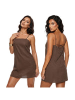 Women Solid Color Slip Dress Spaghetti Strap Loose Fit Mini Dress Summer Clubwear for Daily Party