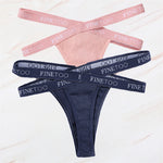 2Pcs/Set Women Thongs Panties Female Letter Belt Underwear Ladies Cotton Cross Strap Bikini M-XL G-String Girl Intimate Lingerie