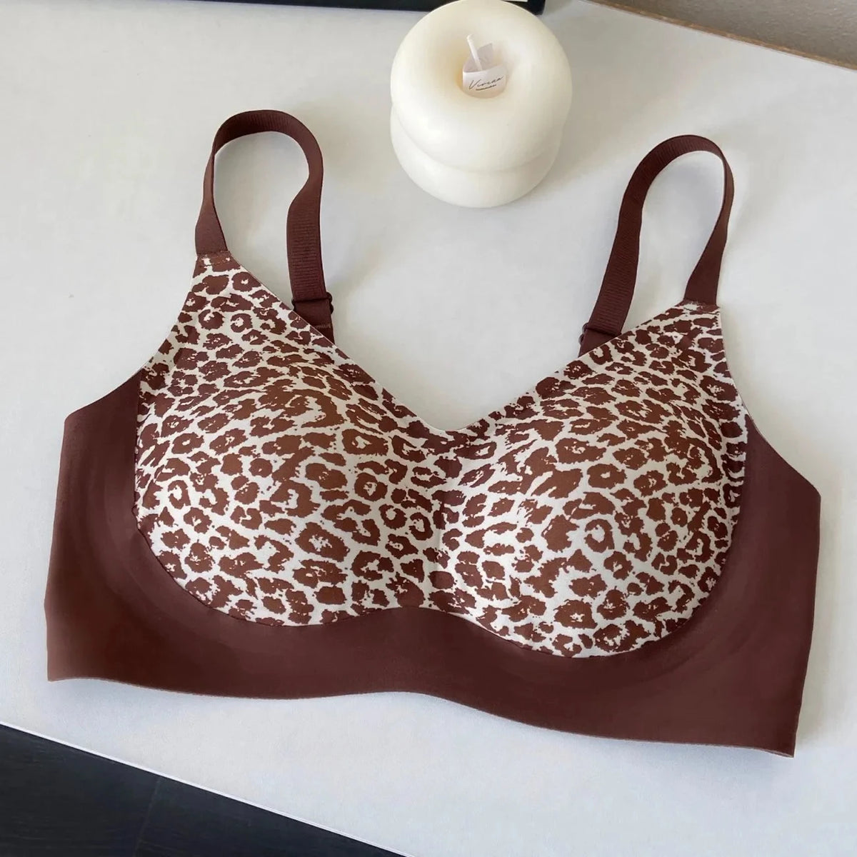 Fashion Leopard Bra Seamless Push Up Design Wireless Lightweight Comfort for Women Small Chest Enhancement Underwear