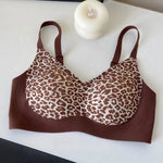 Fashion Leopard Bra Seamless Push Up Design Wireless Lightweight Comfort for Women Small Chest Enhancement Underwear