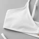 Sexy Ribbed Metal Rings High Cut Bikini Female Swimsuit Women Swimwear Two-pieces Bikini Set Micro Thong Bathing Suit Swim Lady