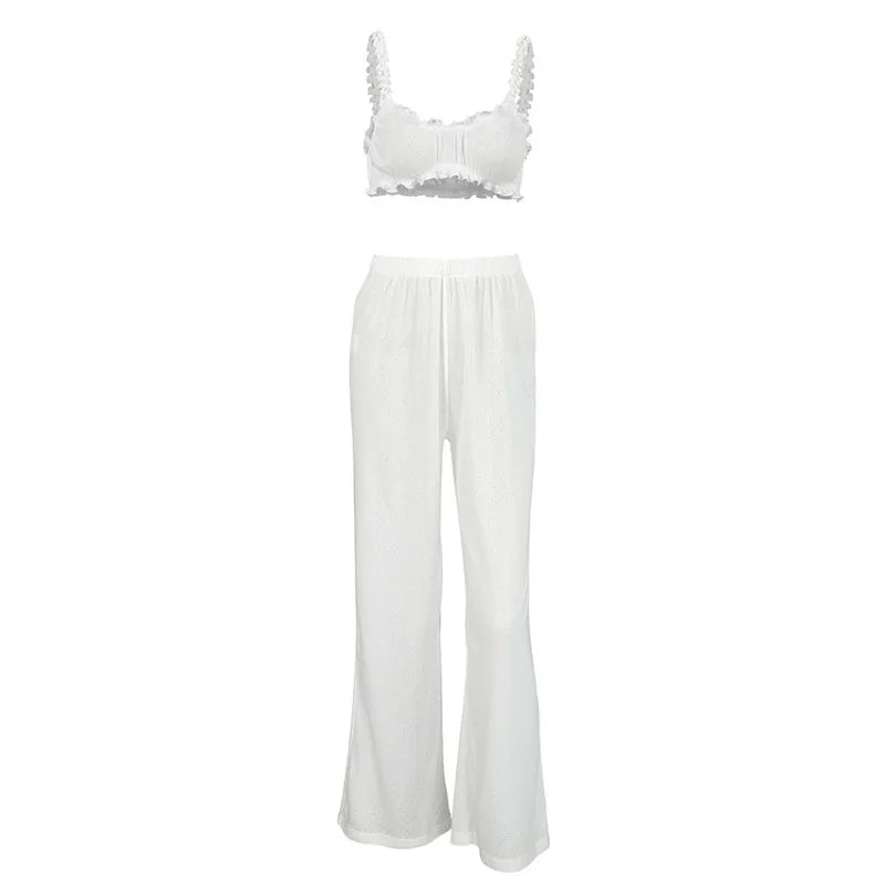 2026 New Summer Knitted Skin-friendly Suspenders Underwear Shorts Two-piece Breathable Pajamas Women's Home Clothes Pajama