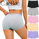 Women's Cotton Lace Boyshorts Sexy Letter Belt Breathable Boxer Panties High Waist Stretch Briefs Comfortable Sport Shorts S-XXL