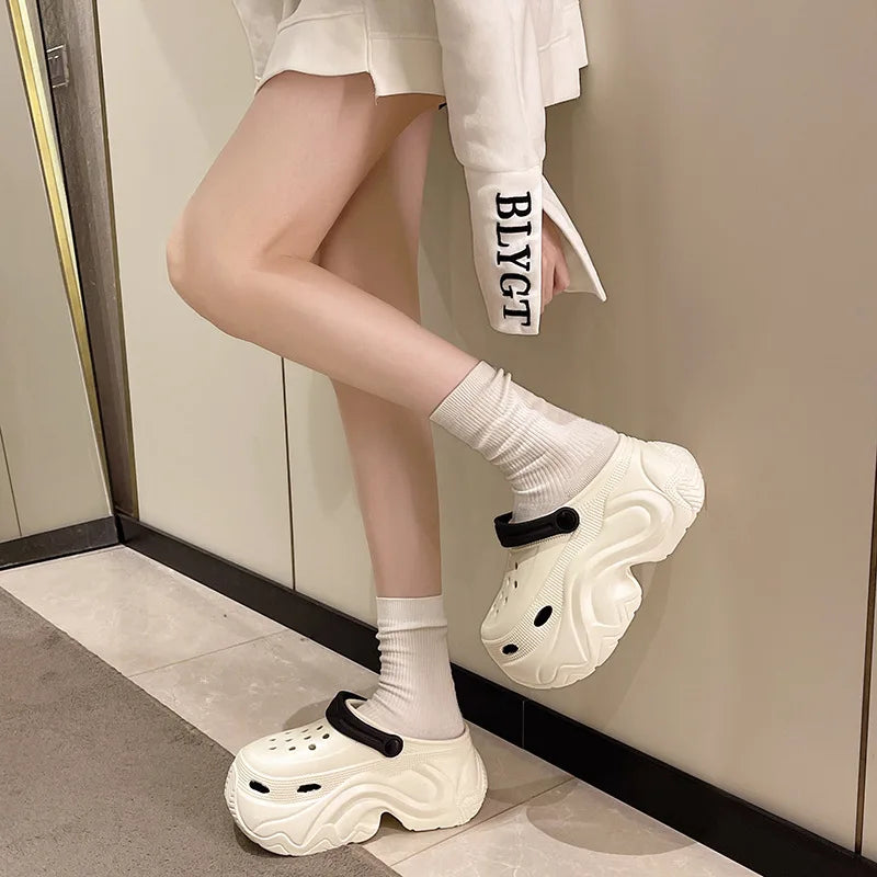 Cute DIY Butterfly Fashion Clogs For Women Summer Platform Shoes Soft EVA 2 Way Wear Sandals For Female Indoor Street Slippers