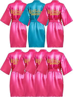 7 Pcs Birthday Squad Robe Birthday Princess Robe Spa Party Supplies Unicorn Slumber Pajamas for Girls