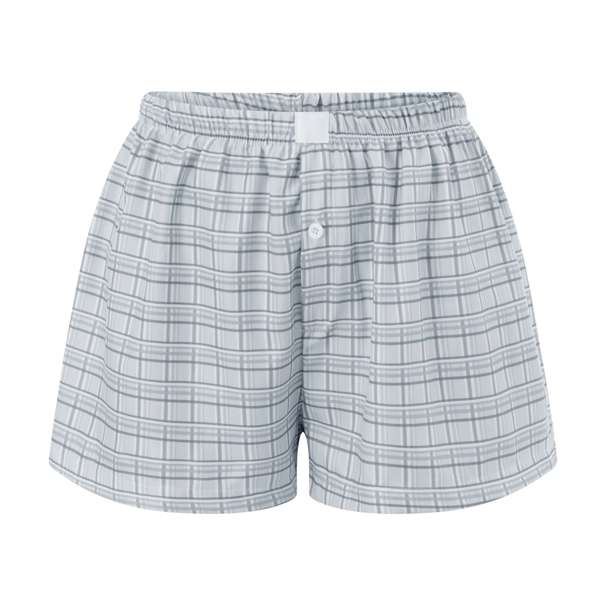 Women’s Plaid Print Shorts Elastic Low Waist Button Front Lounge Shorts Boxers Streetwear