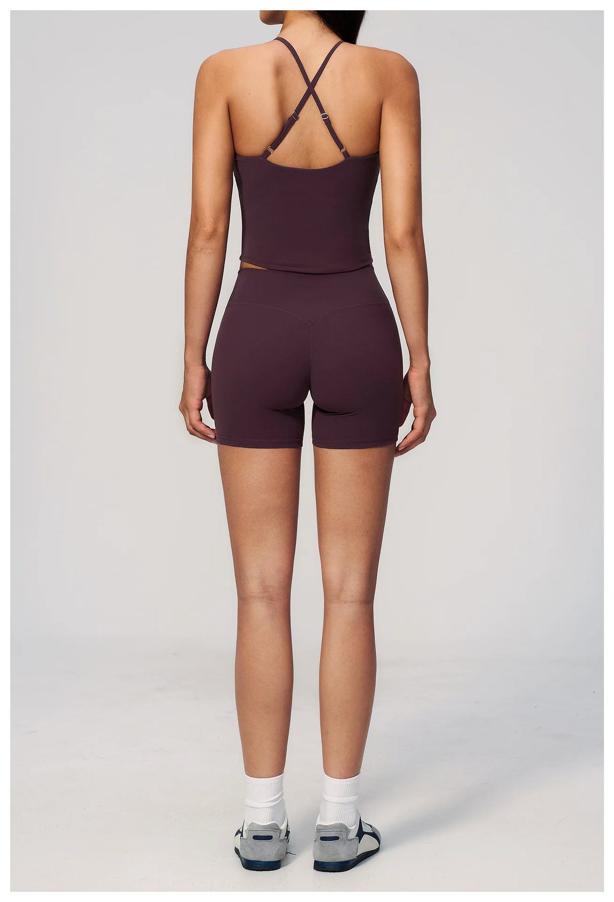 New Yoga Sets Women V Neck Back Criss Cross Sports Tank Top High Waist Butt Lift Shorts Fitness Suit Gym Running Workout Clothes