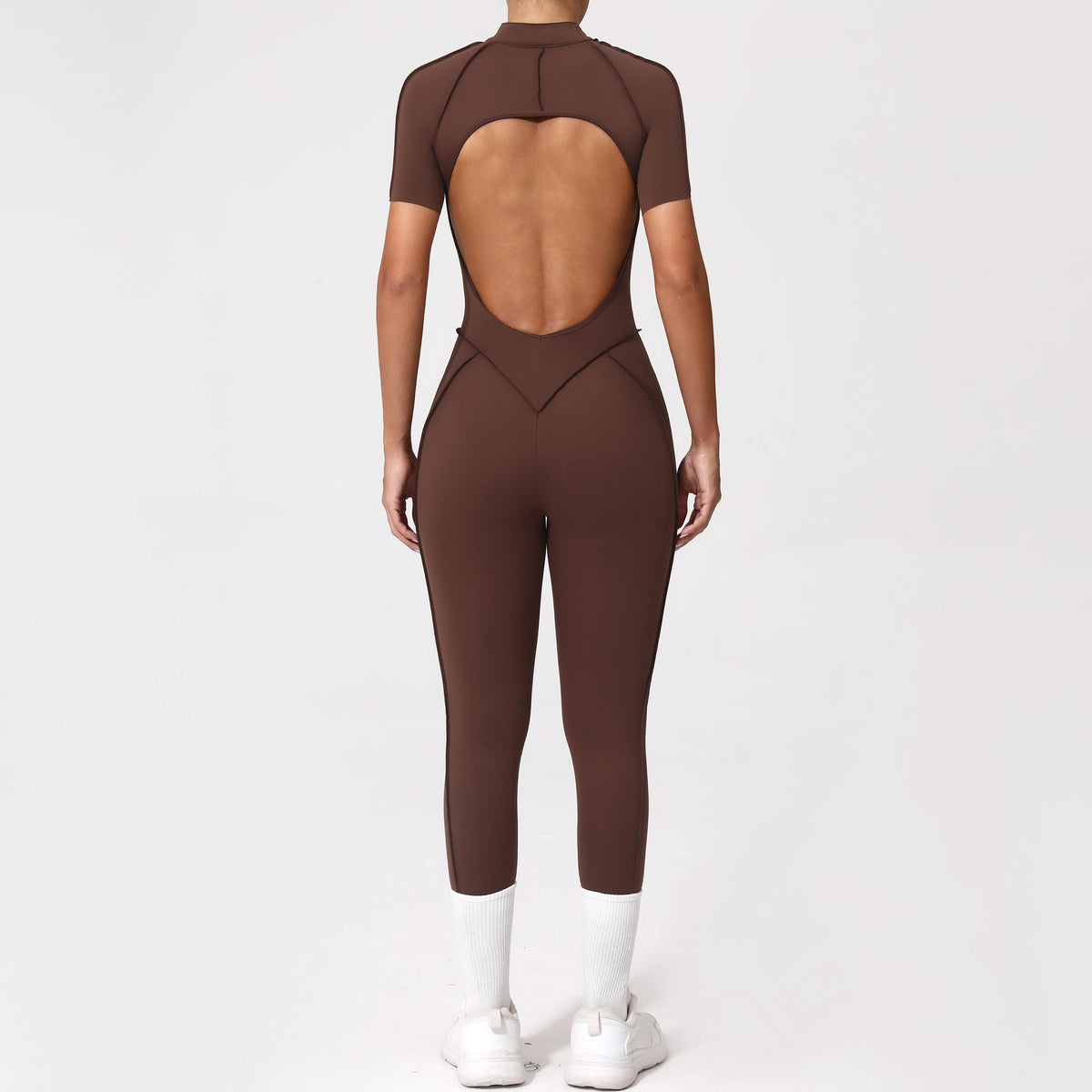With Zipper Hollow Back Yoga Jumpsuit Sportswear Women Gym Clothes Running Fitness Yoga Backless Bodysuit