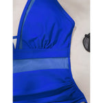 S - XL New Sexy Mesh Sheer V Neck Women Swimwear One Piece Swimsuit Female High Leg Cut Monokini Bather Bathing Suit Swim V5136