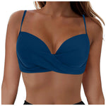 Women's Sexy Bikini Bra Fashion Push Up Underwear Swimsuit Solid Color Cross Tie Bra Pad No Steel Swimsuits Bikini Lenceria