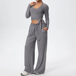 3 Pcs Women's Seamless Yoga Set Sports Fitness Gym Slim-Fit Long Sleeve & Tank Top Suits Workout Running Training Sets