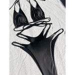 S - XL PU Faux Leather Scrunch Butt Bikini Women Swimwear Female Swimsuit Two-pieces Bikini set Bather Bathing Suit Swim V6305