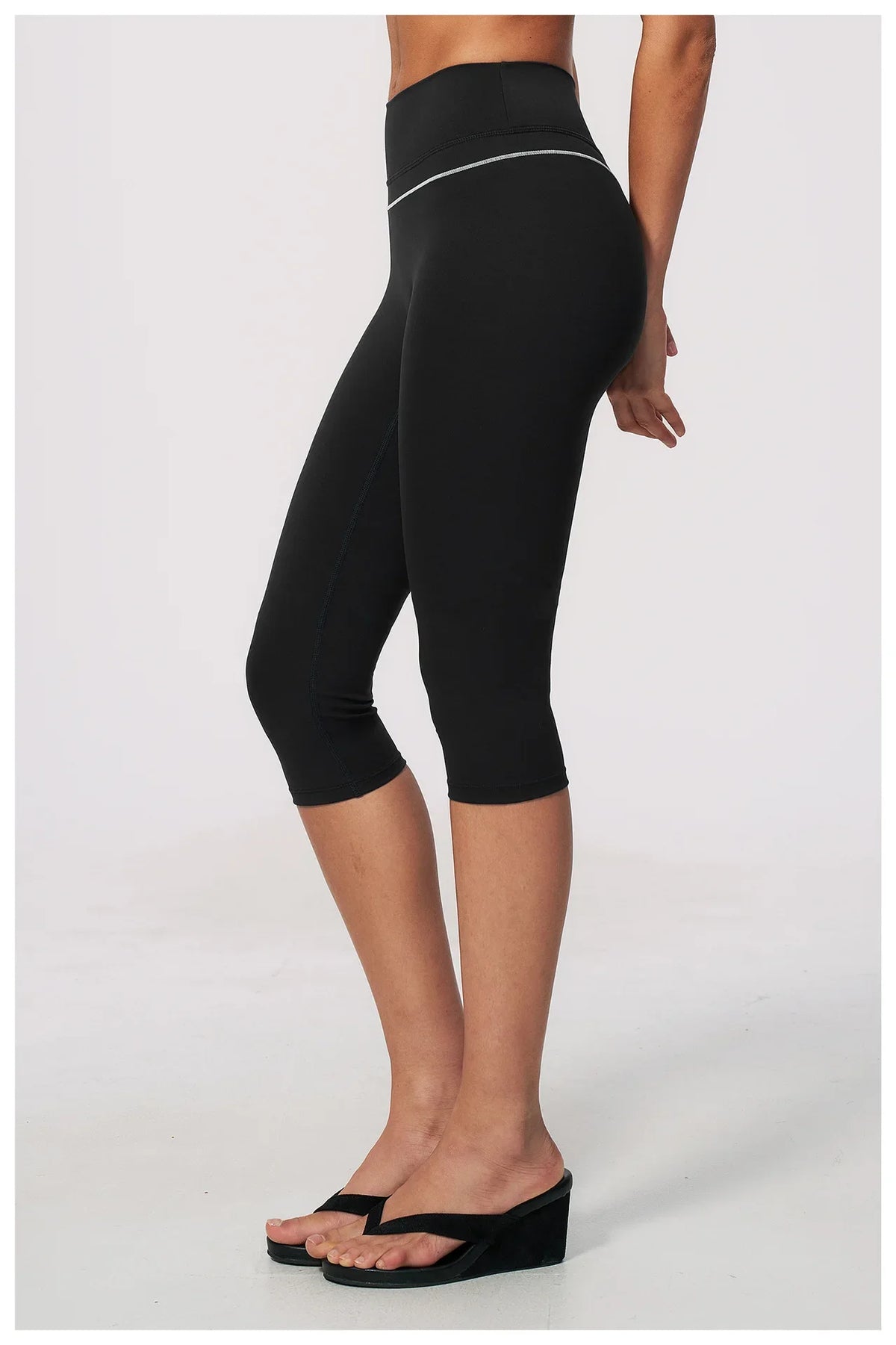 Hip Lifting Midi Length Yoga Pants Women Contrast Color Gym Sports High Waist Capri Trousers Breathable Fitness Running Leggings