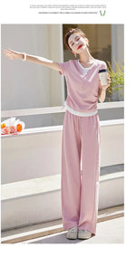 Knitted two-piece casual suit is loose and comfortable