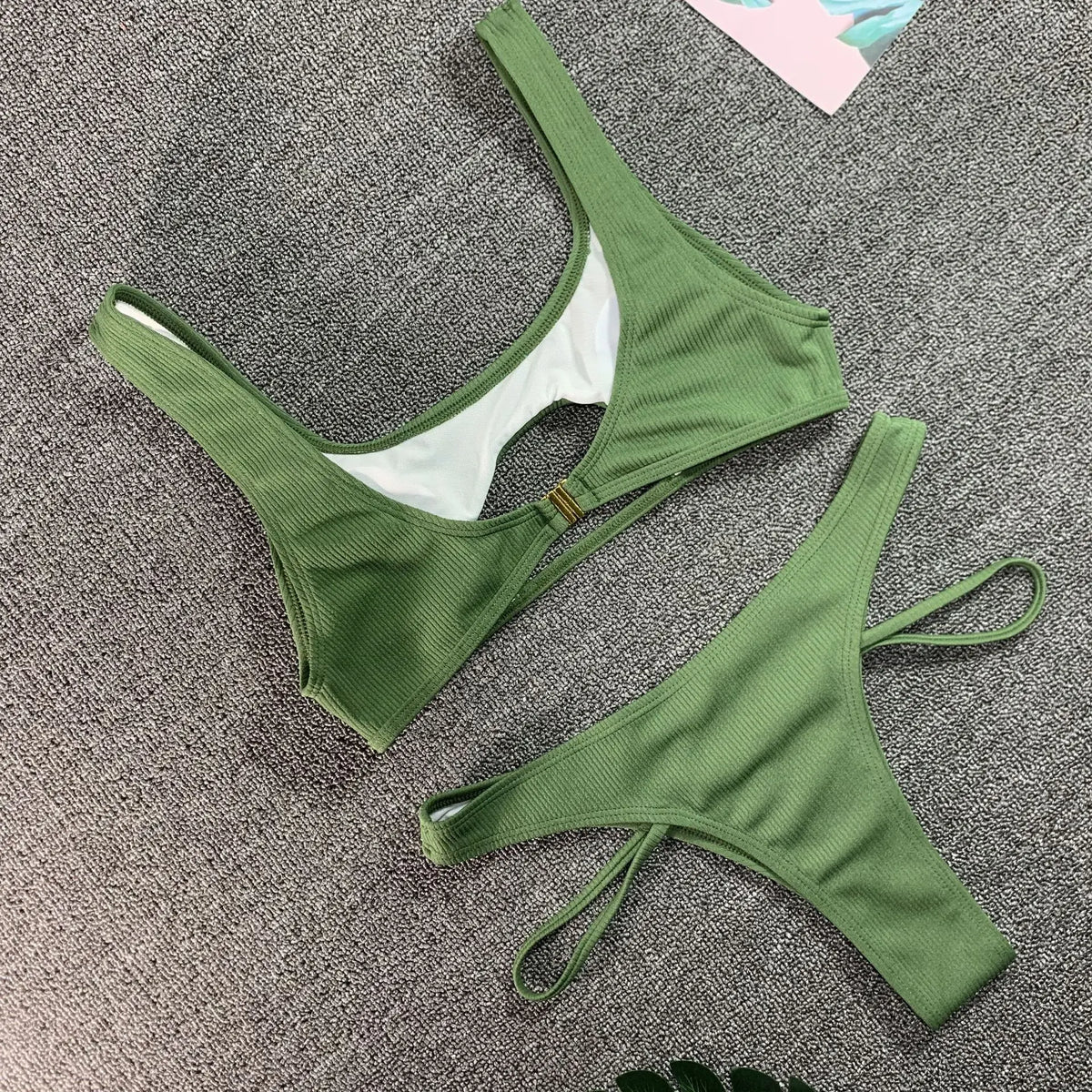 Micro Bikini 2022 Sexy Women Swimsuit Female Rib Bikini Set Push Up Women Swimwear Brazilian Biquini Cut Out Neon Bathing Suit
