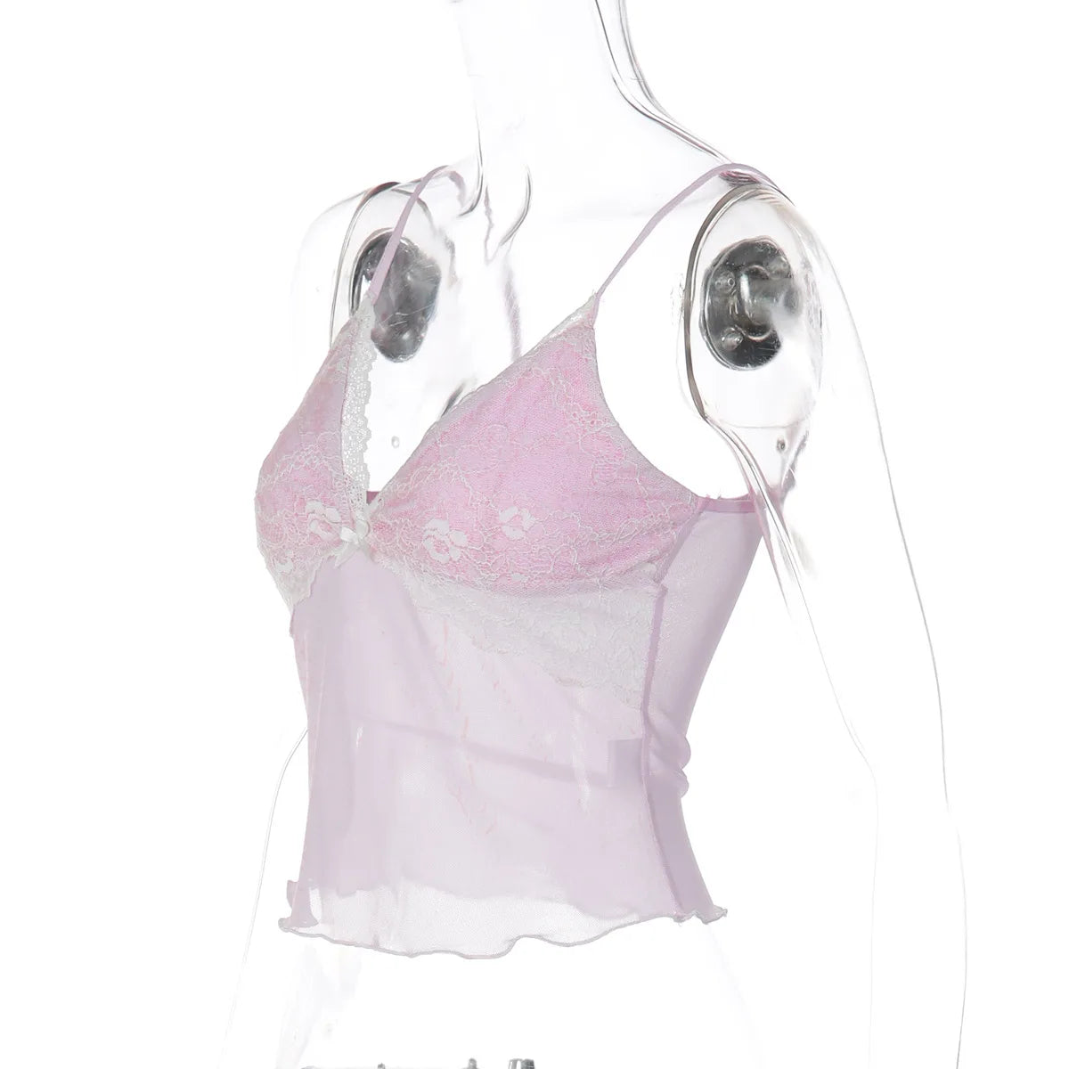 FDYOUI Y2K Pink Camisoles Women Sexy V-neck Lace Patchwork Tank Tops 2026 Summer Backless Sleeveless Corset T-shirt Streetwear
