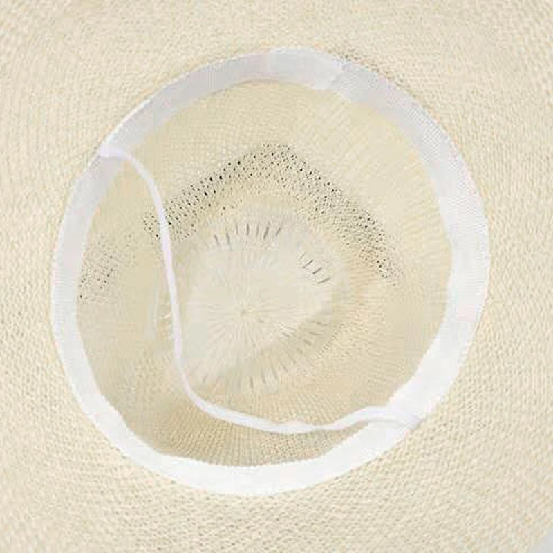 Men's Straw Woven Top Hat Wide Brim Sun Cap Summer Casual Outdoor Holiday