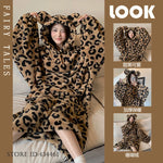 Thicken Flannel Cartoon Female Long Robe Hooded Nightgown Autumn Winter Sleepwear Home Clothes Loose Coral Fleece Warm Nightwear
