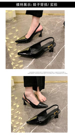 2026 Pointed Sandalias De Mujer Shallow Comfortable Patent Leather Fashion Shoes Woman French Sexy High Heels Designer Footwear