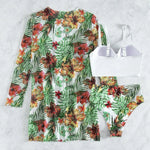 2025 Three Pieces Bikini Set Cover Up Swimwear Women Swimsuit Print Long Sleeve Push Up Bathing Suit Beachwear Swimming Biquini