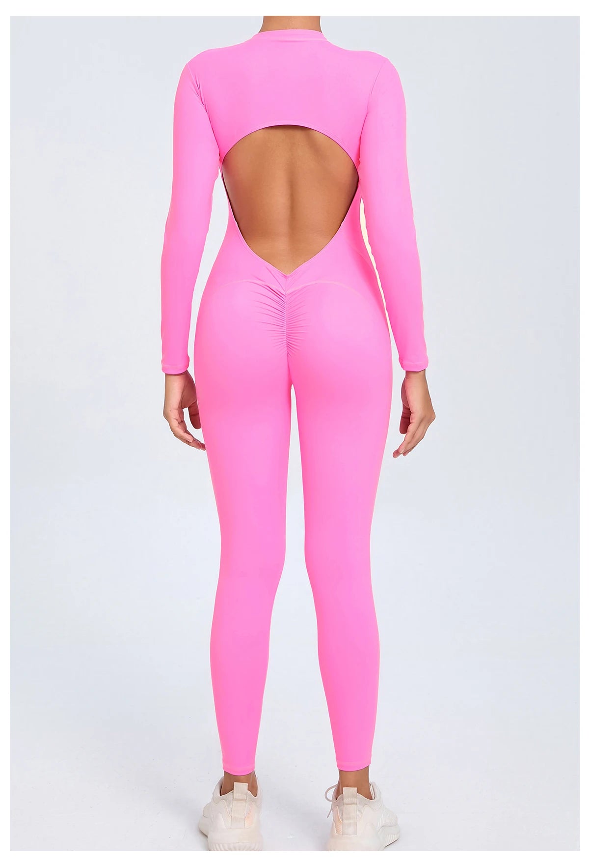 Women Sportwear Yoga Jumpsuit Zip Long Sleeve Back Open Outfit Fitness Tracksuit Tight One-piece Gym Overalls Sports Bodysuit