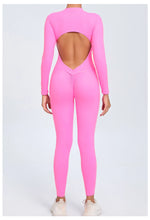 Women Sportwear Yoga Jumpsuit Zip Long Sleeve Back Open Outfit Fitness Tracksuit Tight One-piece Gym Overalls Sports Bodysuit