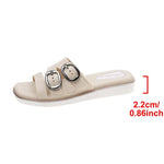 Women summer fashion golden buckle anti-slip, lightweight, comfortable, breathable round-toed indoor and outdoor slippers