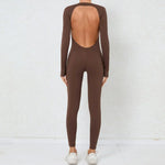 Women's Seamless Yoga Jumpsuits Backless Sexy Long-Sleeved One-Piece Butt-Lifting Gym Nude Feel Workout Gym Training Bodysuits