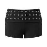 Womens Fold Over Shorts Stylish Rivet Design Low Rise Bodycon Slim Fit Summer Shorts Casual Daily Fashion Streetwear