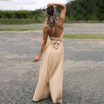Women Dress Halter Sleeveless Backless Multiple Strap Design Party Dress Wedding Banquet Festival Long Dress