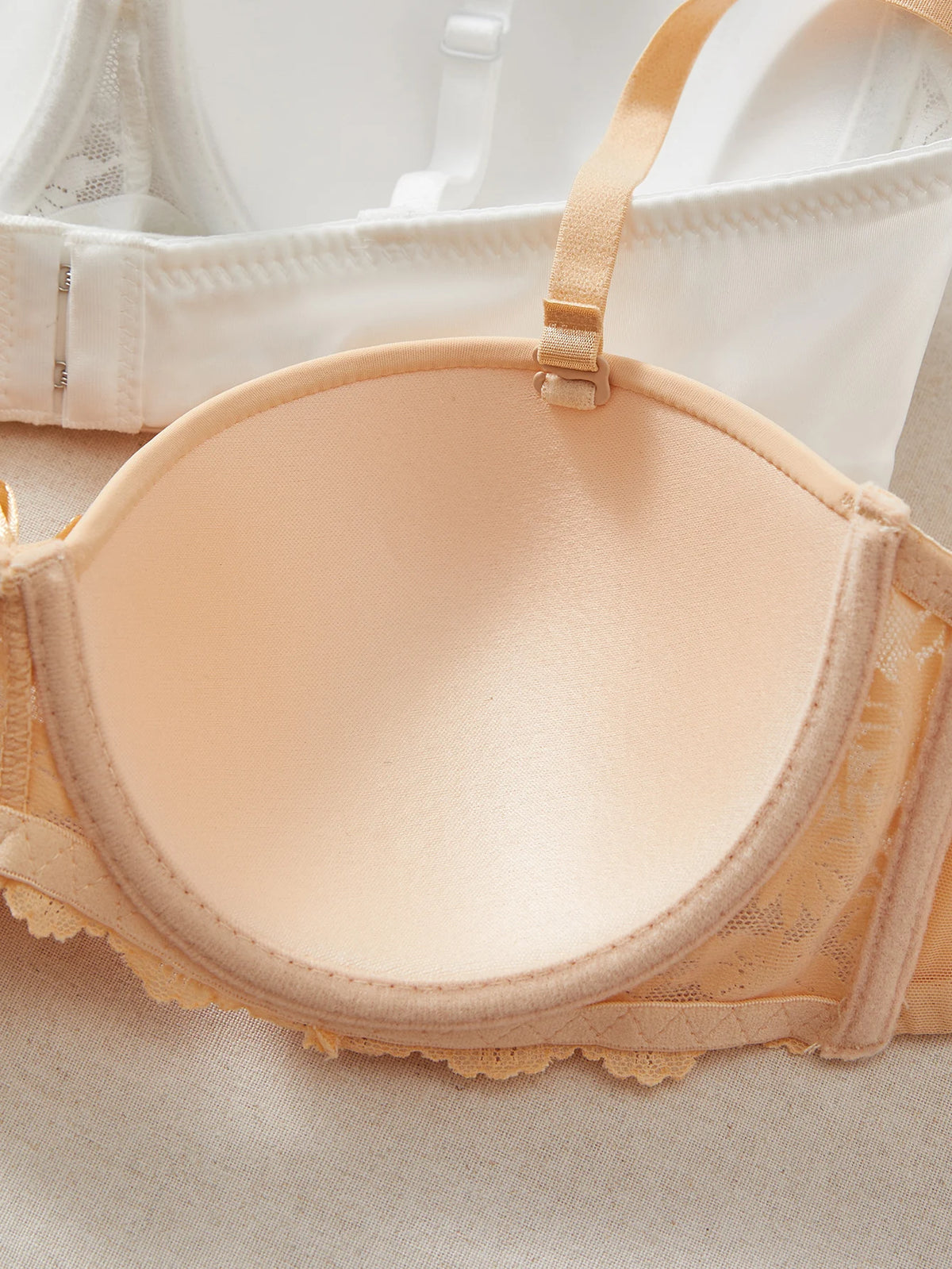 3PCS Removable Straps Women Bras Floral Lace Spliced Push Up Bra Thin Demi Cup Solid Invisible Underwear