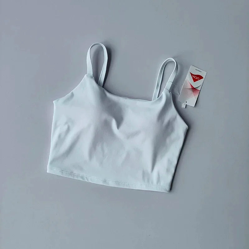 Women's yoga sports bra, small camisole vest integrated fixed gathering sports and fitness bra