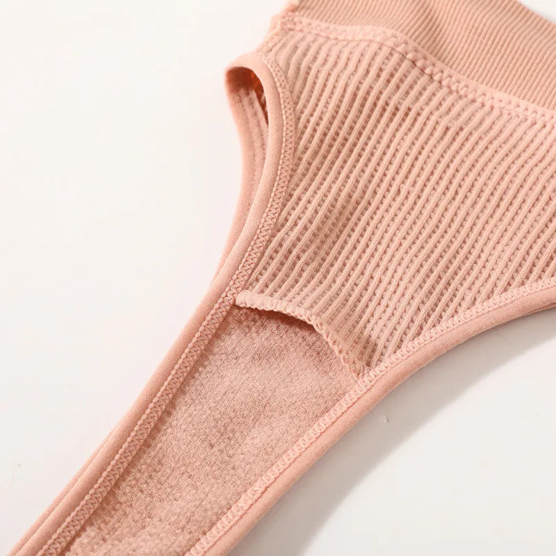 Women Crop Top Sports Seamless Underwear Female Tube Tops Deep U Bralette Ribbed Sexy Lingerie Intimates 2PCS Tube Bras