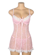 Black Sexy Lace Ruffled Suspender Babydoll Nightdress for Women Push Up Chemise Sleepwear Lingerie