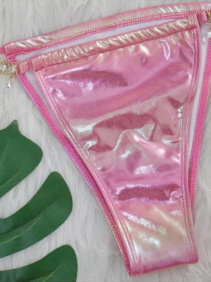 Wrap Around Halter Metal Chains Bikinis 2025 Diamond Bikini Women Swimsuit Female Swimwear Two Pieces Bikini set Bathing Suit