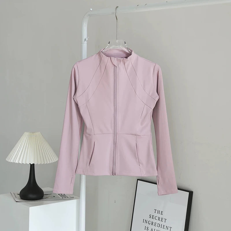 Women's High-End Yoga Suit with Standing Collar Long-Sleeved Sports Jacket for Running And Training Windproof Fitness Jacket