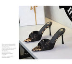 BIGTREE Summer Woman Slippers Fashion Open Toe Thin High Heels Shoes Street Style Stripper Party Slides Zapatos De Mujer