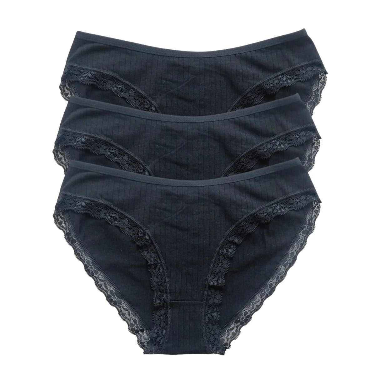 3Pcs/Set Women Lace Briefs Female Underpants Solid Color Pantys M-XL Soft Underwear Sexy Lingerie Intimates Cotton Panties