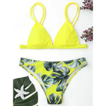 Leaves Print Bikinis Set For Women Swimwear 2024 Padded Push-Up Beachwear Bather Bathing Set Beachwear Summer Bikini Set Femme