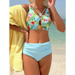 Sexy High Waist Bikini Floral 2026 Women Swimsuit Two Piece Swimwear Female Bikinis Set Blue Bathing Suits Brazilian Biquini