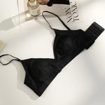 French Triangle Bra Small Bust Rabbit Ear Cup Anti-Protrusion Wirefree Comfort Summer Thin Lace Push Up Gathering Bralette S-XL
