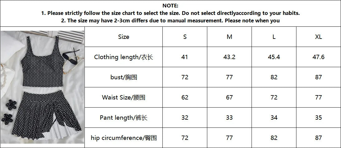 Vintage Black Polka Dot Print Tankini Set Women Push Up Tank Top Split Tie Skirt Two Piece Swimsiut 2026 Bathing Suit Swimwear