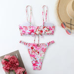 New Sexy Floral Print Bandeau Bikini 2026 Women Swimwear Female Swimsuit Two Pieces Thong Bikini Set Bather Bathing Suit Beach