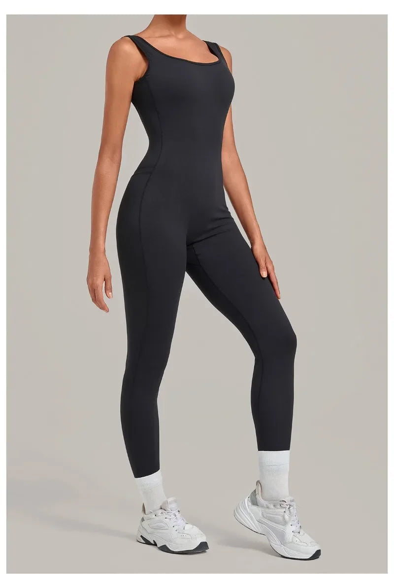 Women's Seamless Yoga Jumpsuits Fitness Sports Hip-lifting Beauty Back Sleeveless One-Piece Training Workout Running Bodysuits