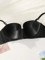 Women Large Bust Plus Size Strapless Bra Front Buckle Detachable Strap Push Up Anti Slip Seamless Support Brassiere Lingerie