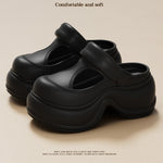 Korean style Platform Clogs For Women Indoor Street Shoes Thick Sole Female Leisure Slippers Close Toe Girls Mary Jane Sandals