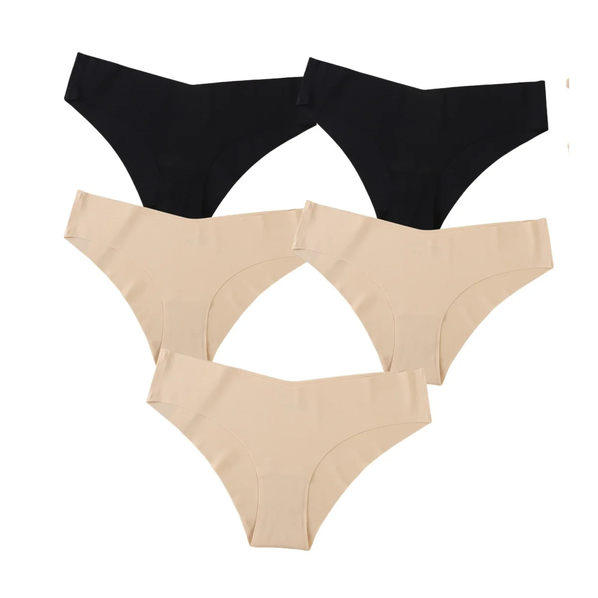 5Pcs/Set Women Panties Seamless Classic Briefs Female V-waist Underpants Soft Ice Silk Panties Sexy Lingerie Low-Rise Underwear